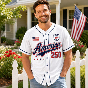 Personalized America 250 Baseball Jersey, Custom Name Number USA Jersey, 1776 Patriotic Baseball Shirt, 4th of July Gift for Men