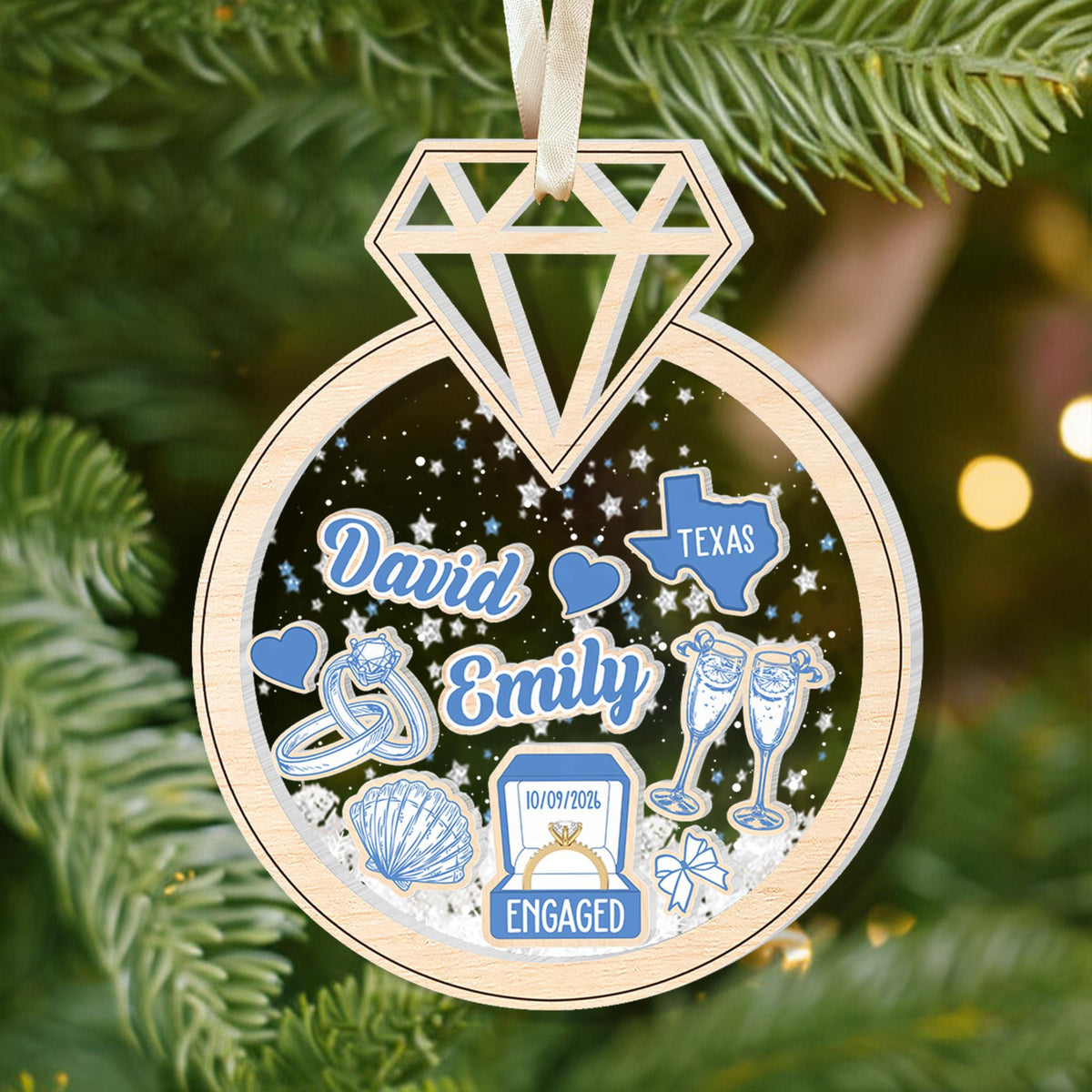 Personalized Engagement Gift, Custom Engaged Ornament, Custom Mr Mrs Wedding Ornament, Wedding Keepsake Gift, Christmas Gift For Couples