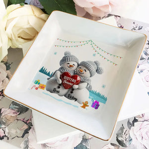 Christmas Sister Snowman - Personalized Jewelry Plate - Christmas Gift For Sister, Bestie, BFF