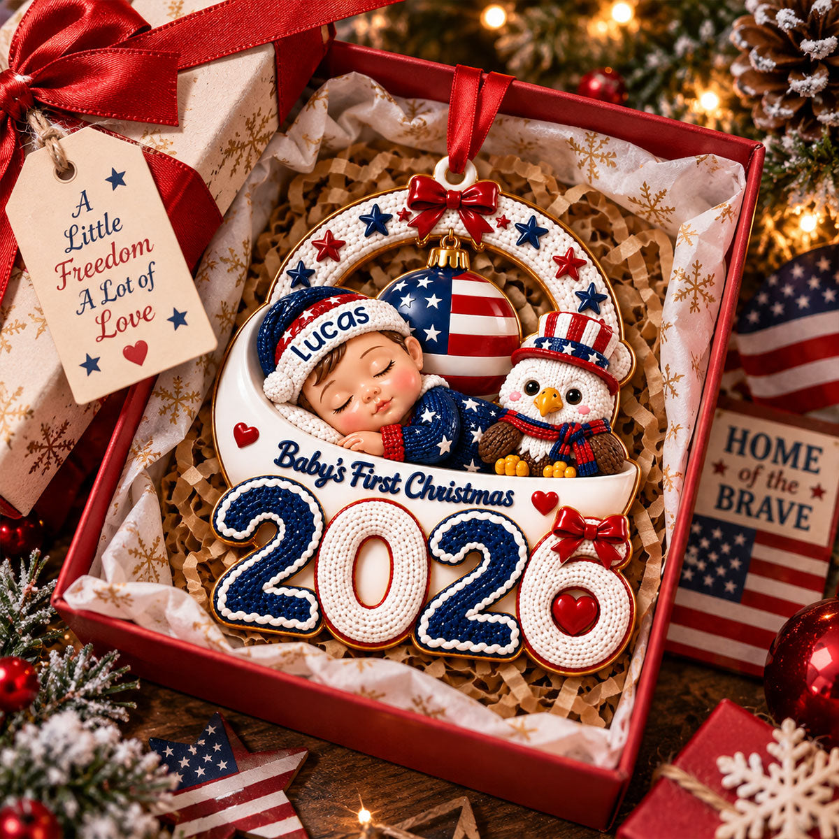 Baby’s First Christmas Eagle Ornament  - Real 3D Raised Ornament