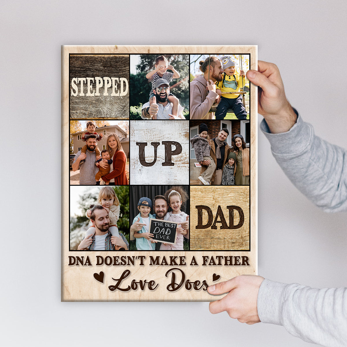 Personalized Stepped Up Dad Photo Canvas, Father's Day Gift For Step Dad, Stepped Up Dad Gifts