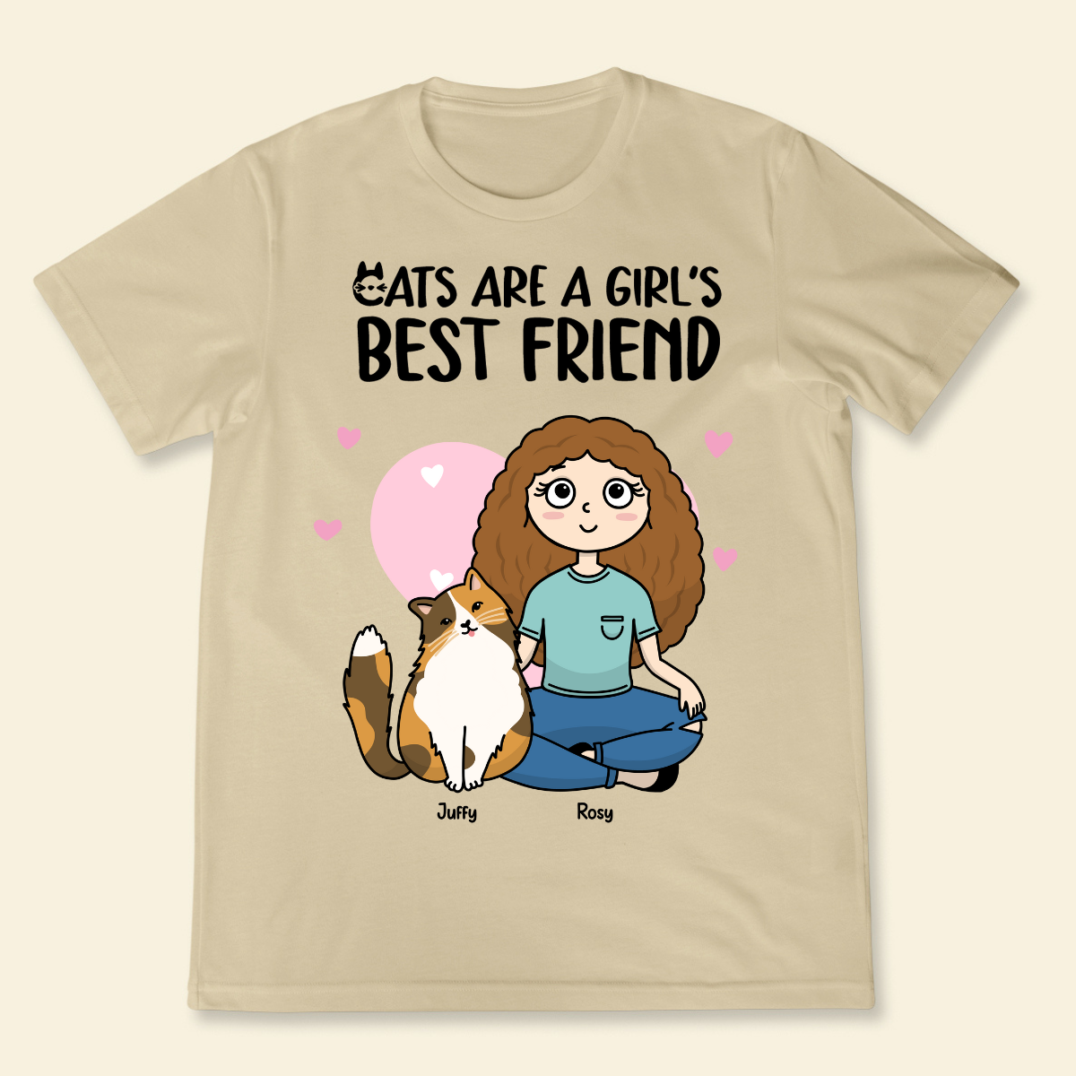 Cats Are A Girl's Best Friend Custom Gift For Cat Mom Personalized T Shirt For Cat Lovers Christmas Gift For Cat Mom Girl Loves Cat