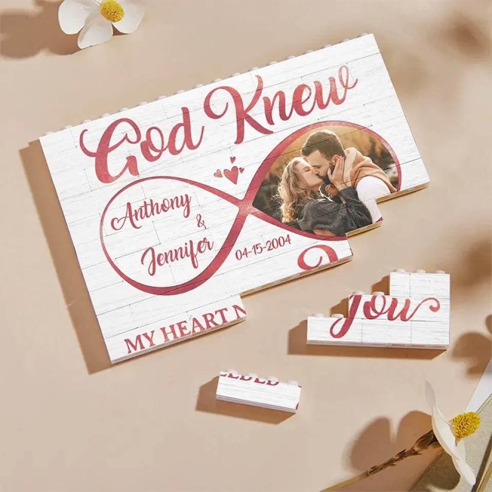 God Knew My Heart Needed You Red Infinity - Personalized Building Block Puzzle - Anniversary Gift, Valentine's Day Gift For Couple