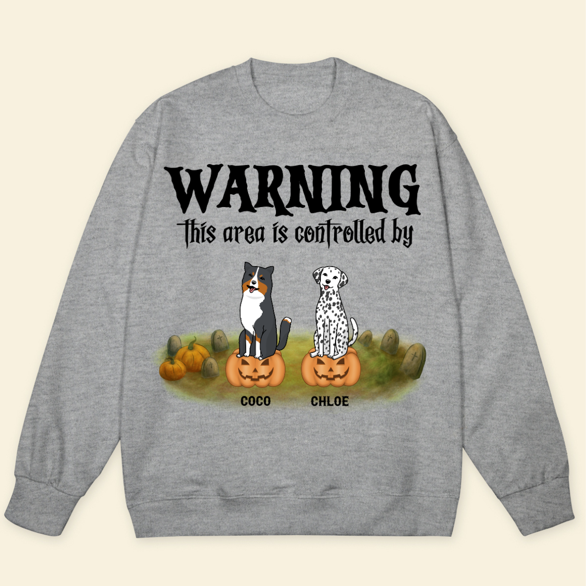 Warning This Area Is Controlled By Dog Personalized Sweatshirt Dog Lovers Sweatshirt Halloween Gift For Dog Lovers