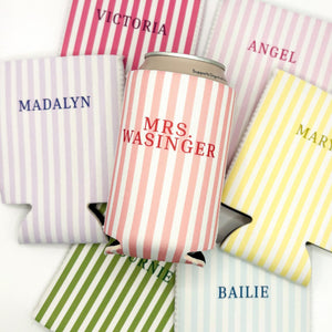 Monogrammed Slim Can Cooler Personalized Name Bachelorette Favor Grandmillennial Skinny Can Cooler Custom Bridal Party Gift Bridesmaid Idea