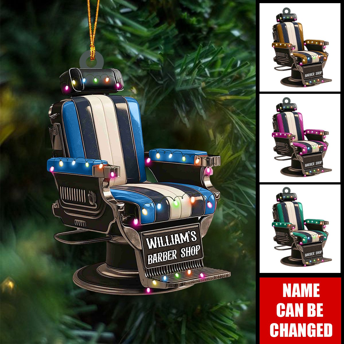 Barber Chair - Personalized Acrylic Ornament - Christmas Gift For Barber Shop