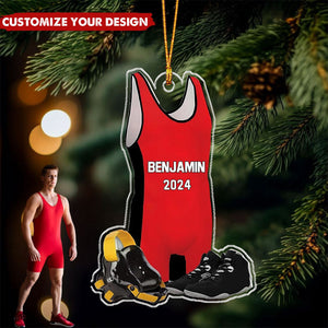 Wrestling Singlet - Personalized Acrylic Ornament - Christmas Gift For Wrestler