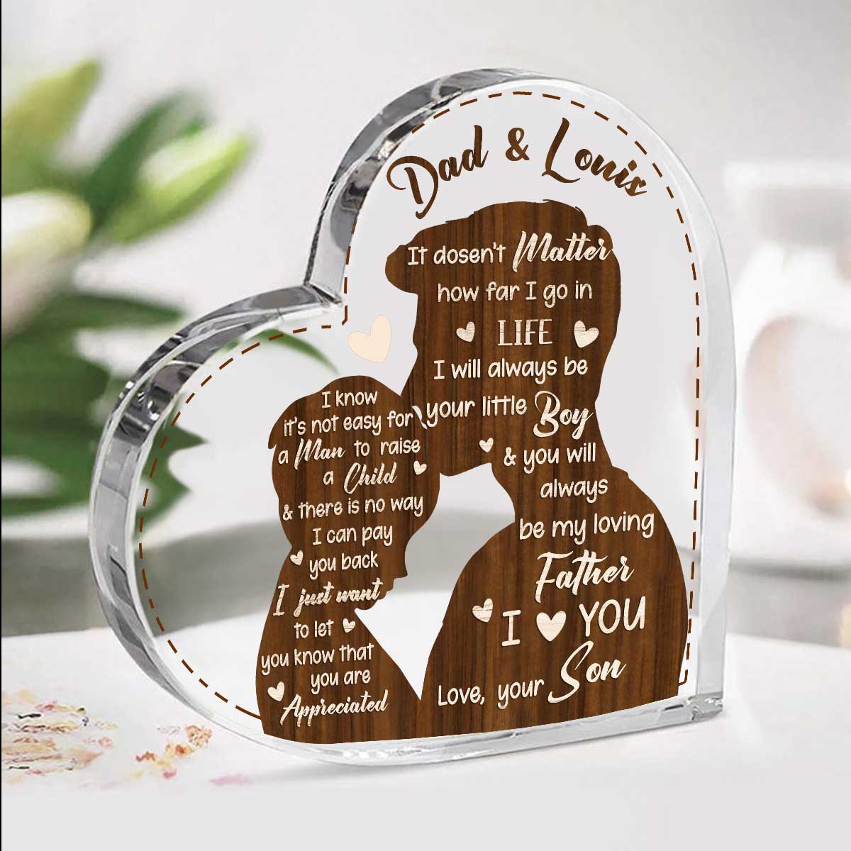 I Will Always Be Your Little Boy Personalized Acrylic Plaque, Dad Gifts, Father's Day, Birthday Gift