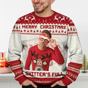 Christmas Holiday Shitter's Full Funny Family Photo Inserted Personalized Faux Knit Ugly Sweater