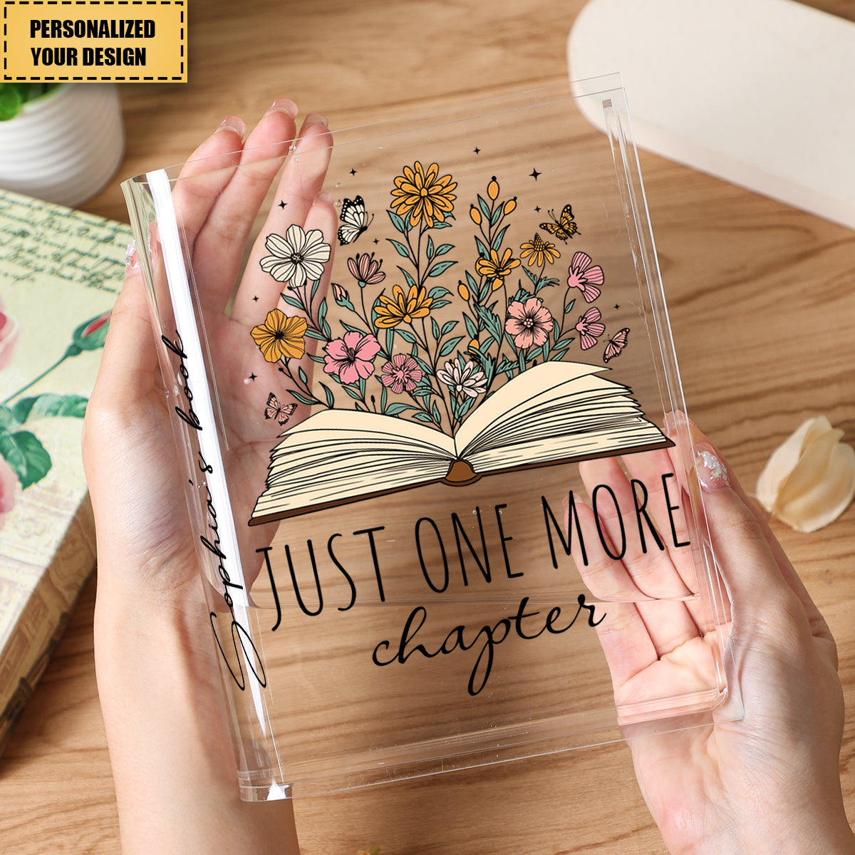Just One More Chapter Custom Name - Personalized Acrylic Book Vase - Gift For Her, Gift For Book Lover