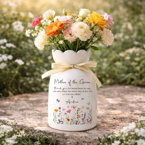 Mother of the Groom Petal Flower Vase, Wedding Gifts, Custom Flower Vase for Mother of the Groom, Mom of the Groom Gift