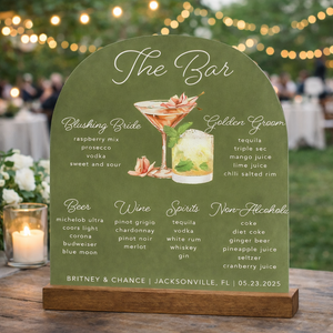 Acrylic Wedding Signature Drink Bar Sign, Custom Your Own Menu, Weddng Decor, Gift For Couple