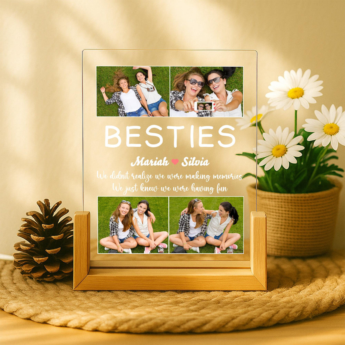 Personalized Bestie Photo Collage Night Light, Custom Friendship Gift, Custom Your Bestie Photo, Gift For Friend, Soul Sister