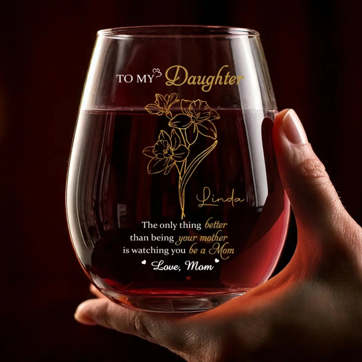 A Mother's Love, Endless And True - Personalized Wine Glass - Mother's Day, Gift For Daughter From Mom