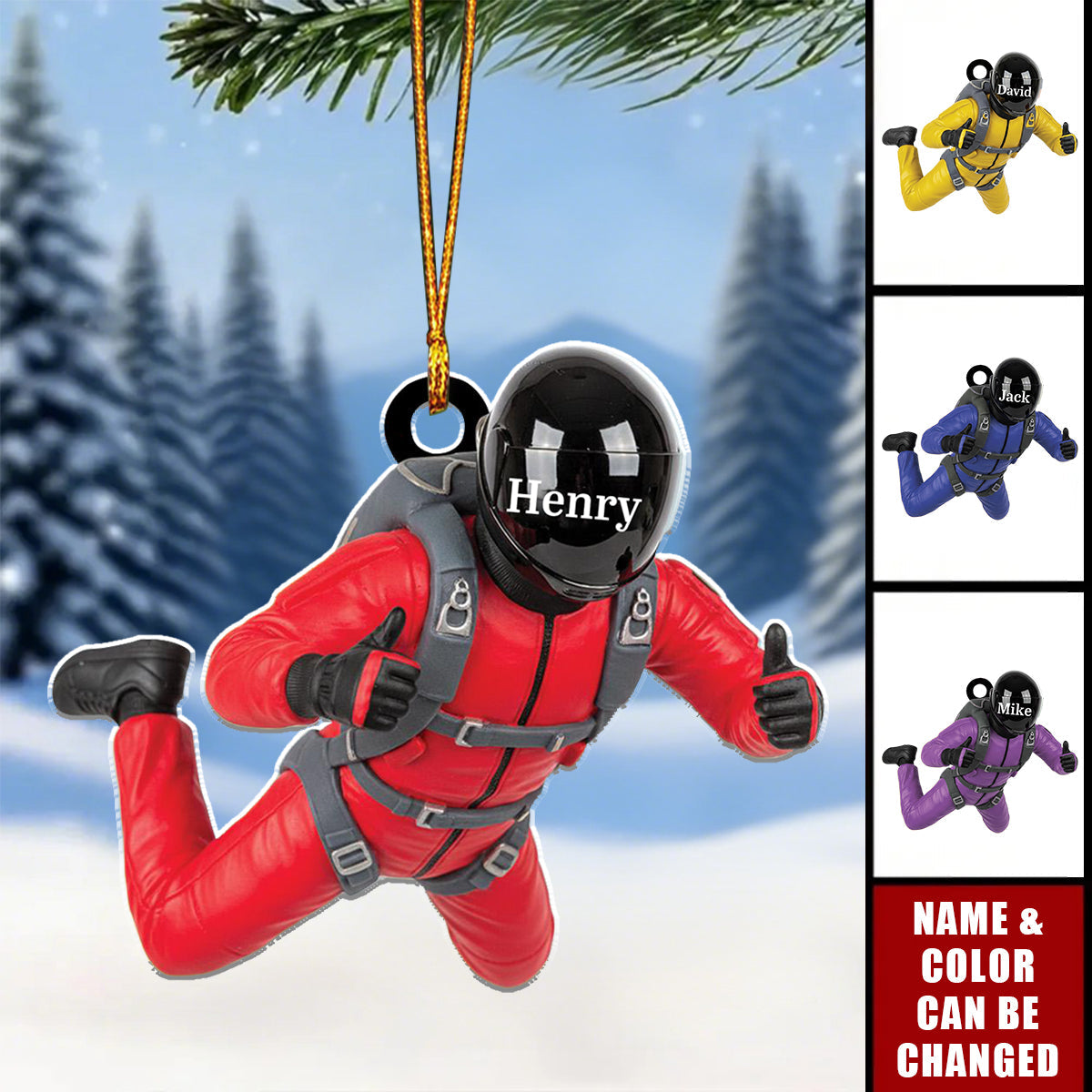 Personalized Skydiving Christmas Acrylic Ornament, Christmas Gift For Skydiving Lovers