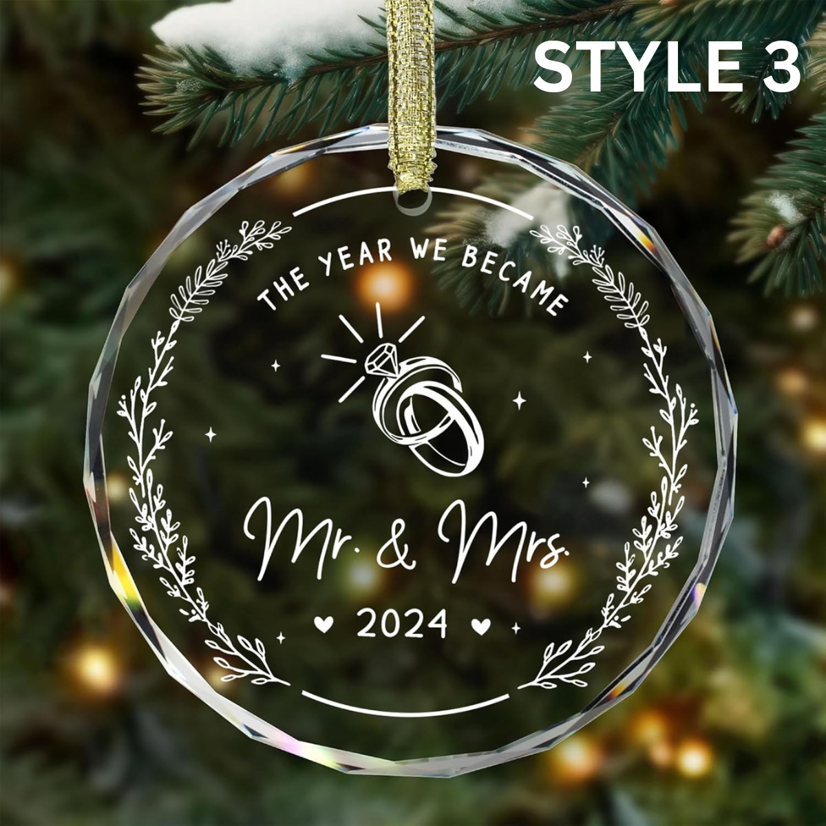 Wedding Gifts - Mr and Mrs Gifts - First Christmas Married Wedding Ornament 2024 - Wedding Just Married Gift for Newlywed Couple, Bride, Groom - Bridal Shower Gifts