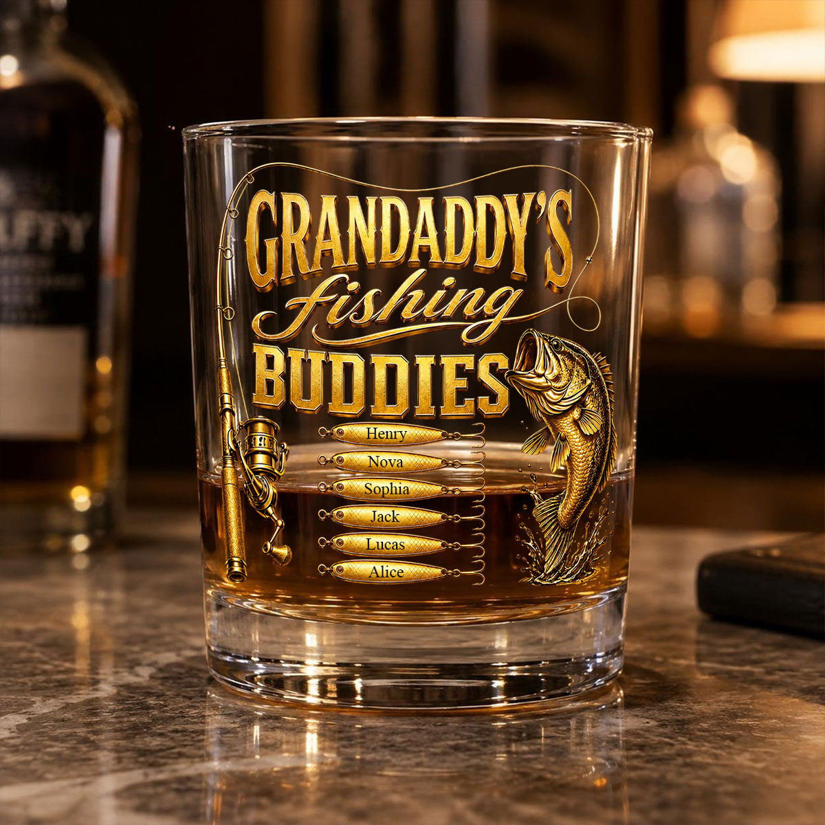 Papa's Fishing Buddies - Whisky Glass Names and Title