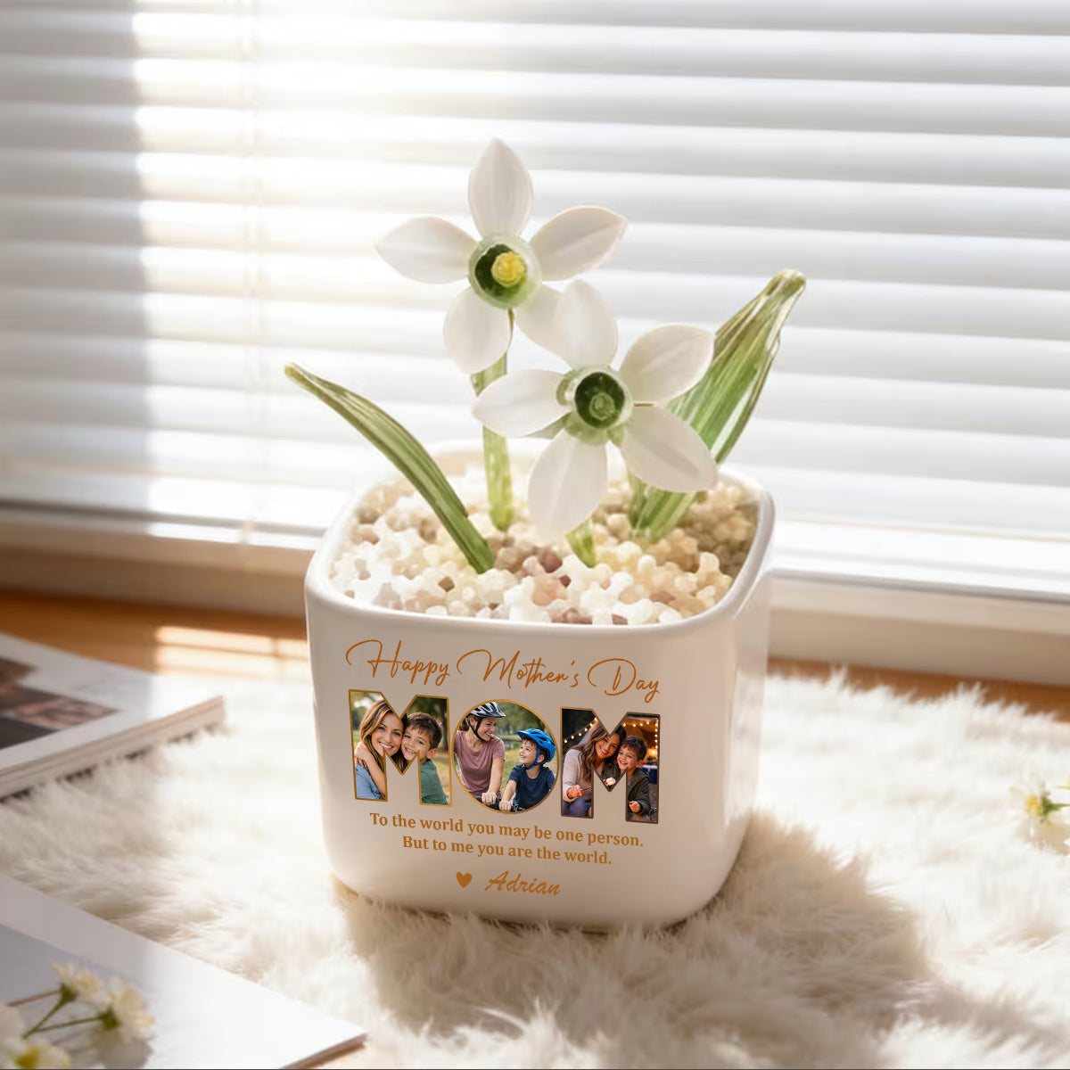 Happy Mother's Day Mom - Birth Glass Flower Pot