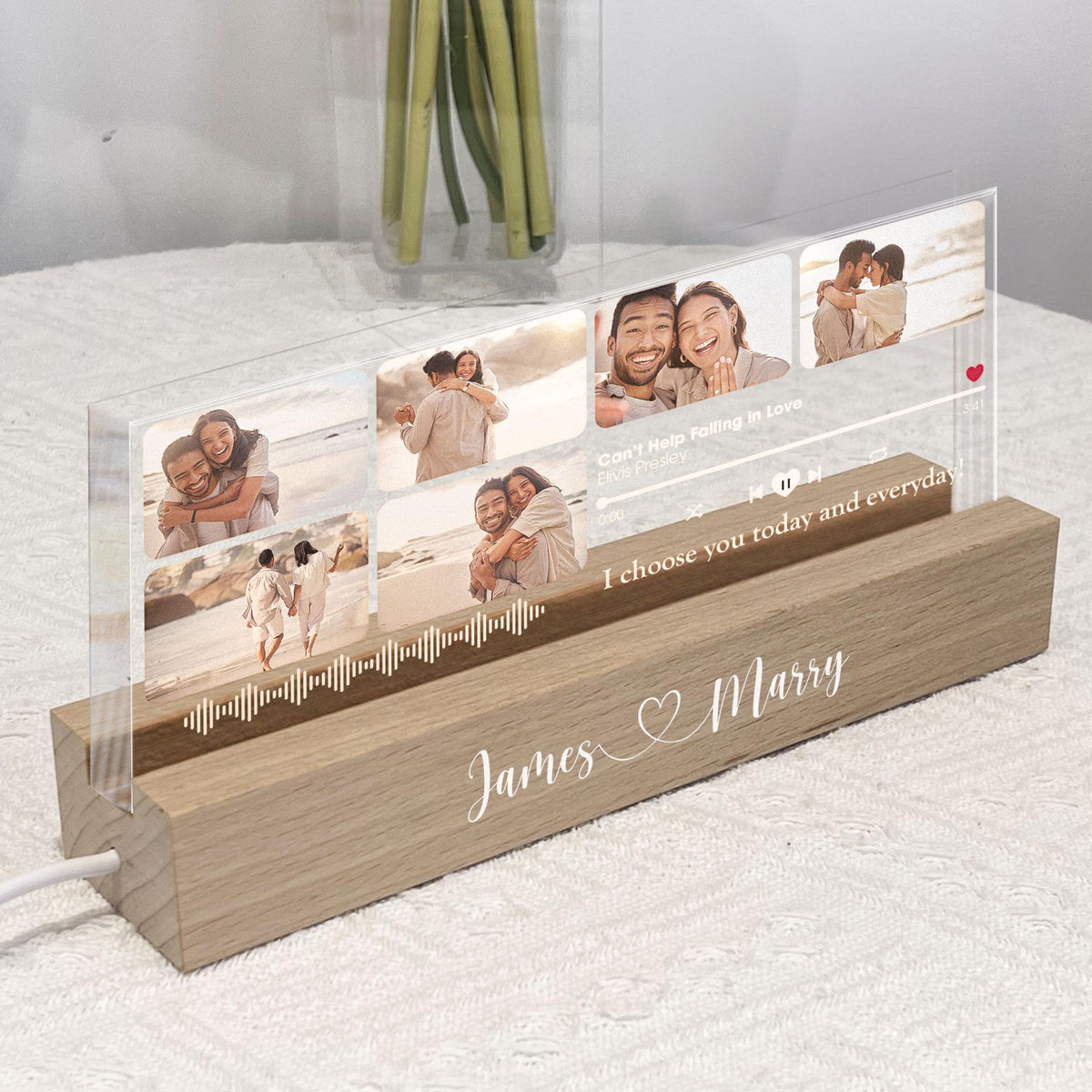 Personalized LED Night Light Couple Gifts, Custom Favorite Song, Husband Gifts from Wife, Anniversary Christmas Couples Gifts Decor