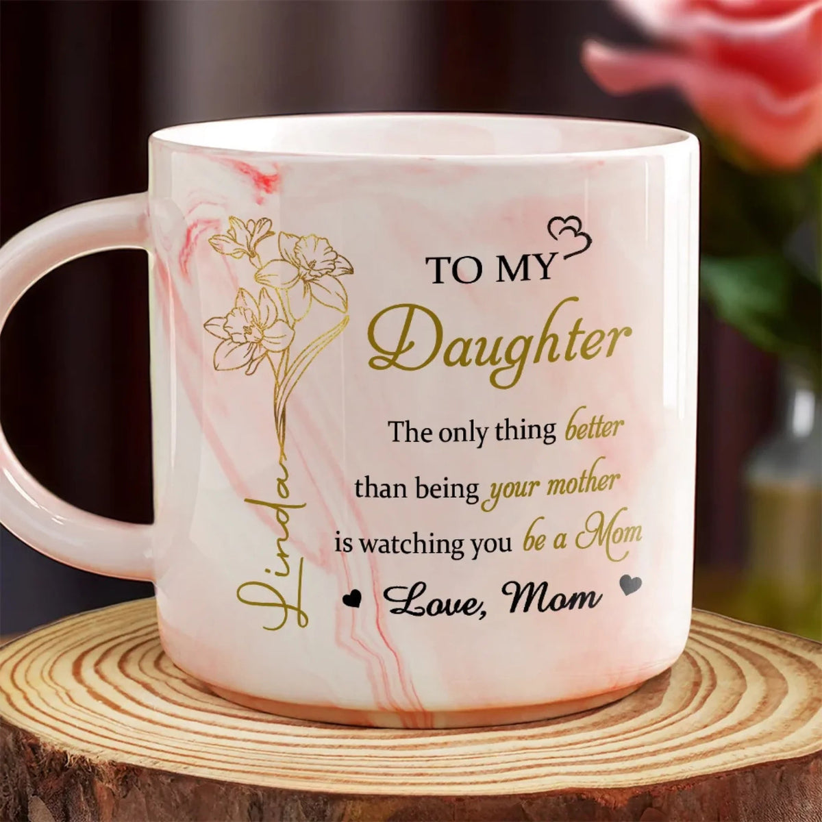 To My Daughter Watching You Being A Mom - Personalized Marble Mug - Gift For Daughter On Mother's Day