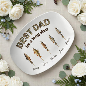Personalized Fishing Dad Platter: Best Dad By A Long Shot Serving Tray, Custom Fisherman Family Gift
