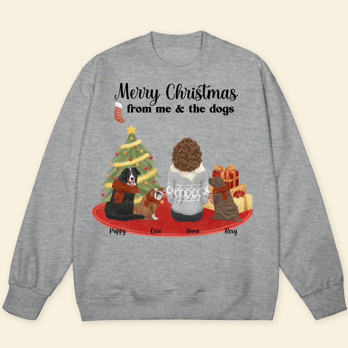 Merry christmas from me & the dogs Personalized Sweatshirt Christmas Gift For Dog Lovers Gift For Dog Mom Dog Dad Winter Season Gift