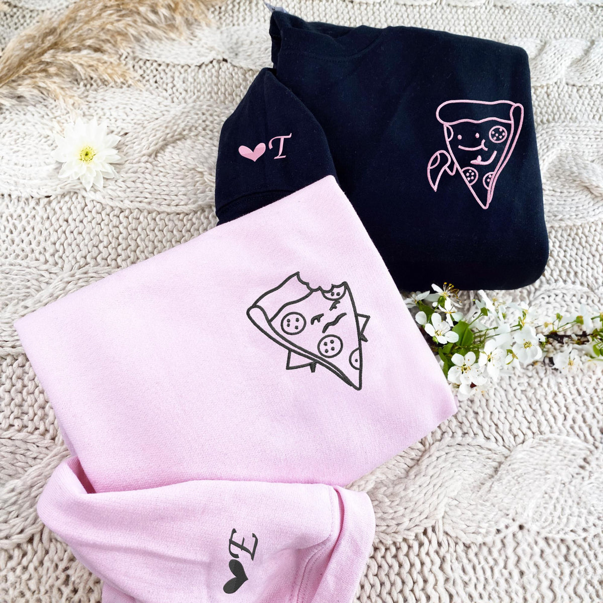 Pizza Bite Matching Embroidered Couple Shirts, Custom Couple Shirts, Couple Gift, Newlywed Gift, Wedding Gift, Funny Valentines Gift