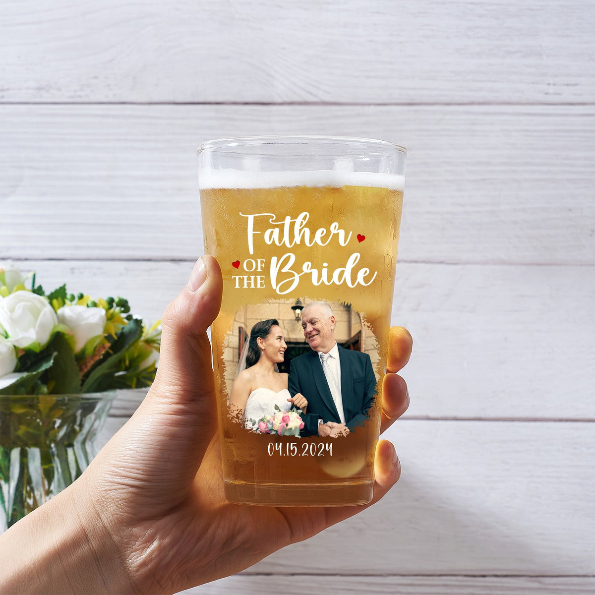 Father Of The Bride - Personalized Beer Glass - Gift For Father On Wedding Day, Father's Day Gift