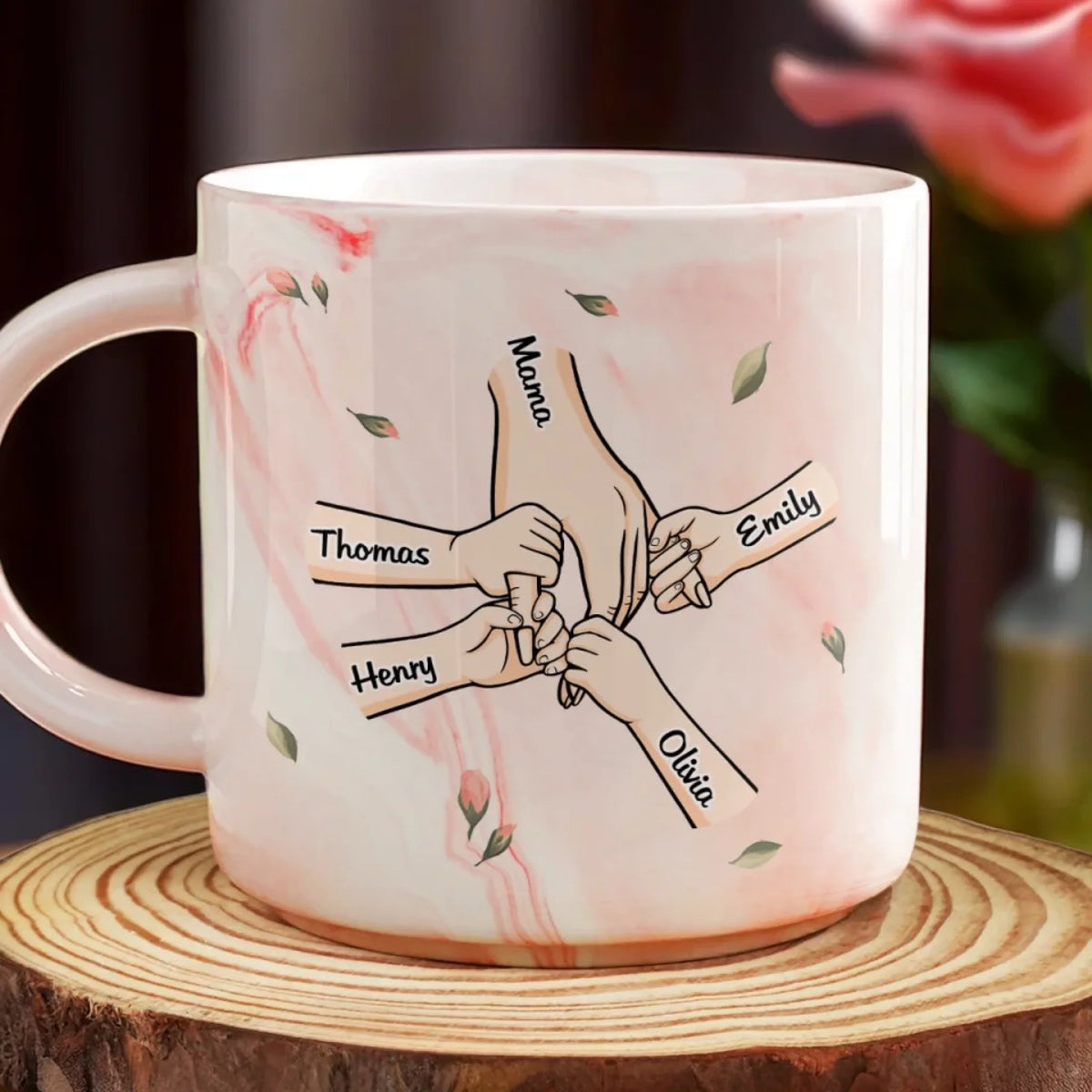 A Mom's Love Is Forever And Always - Personalized Marble Mug - Mother's Day, Gift For Mom, Grandma