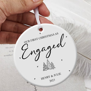 1st Christmas Engaged Christmas Cone Trees - Personalized Ornament - Christmas Gift