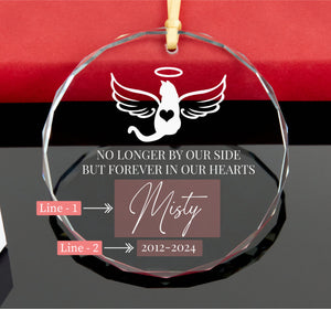 Memorial Cat Forever In Our Hearts - Personalized Crystal Ornament - Memorial Gift For Cat Lovers