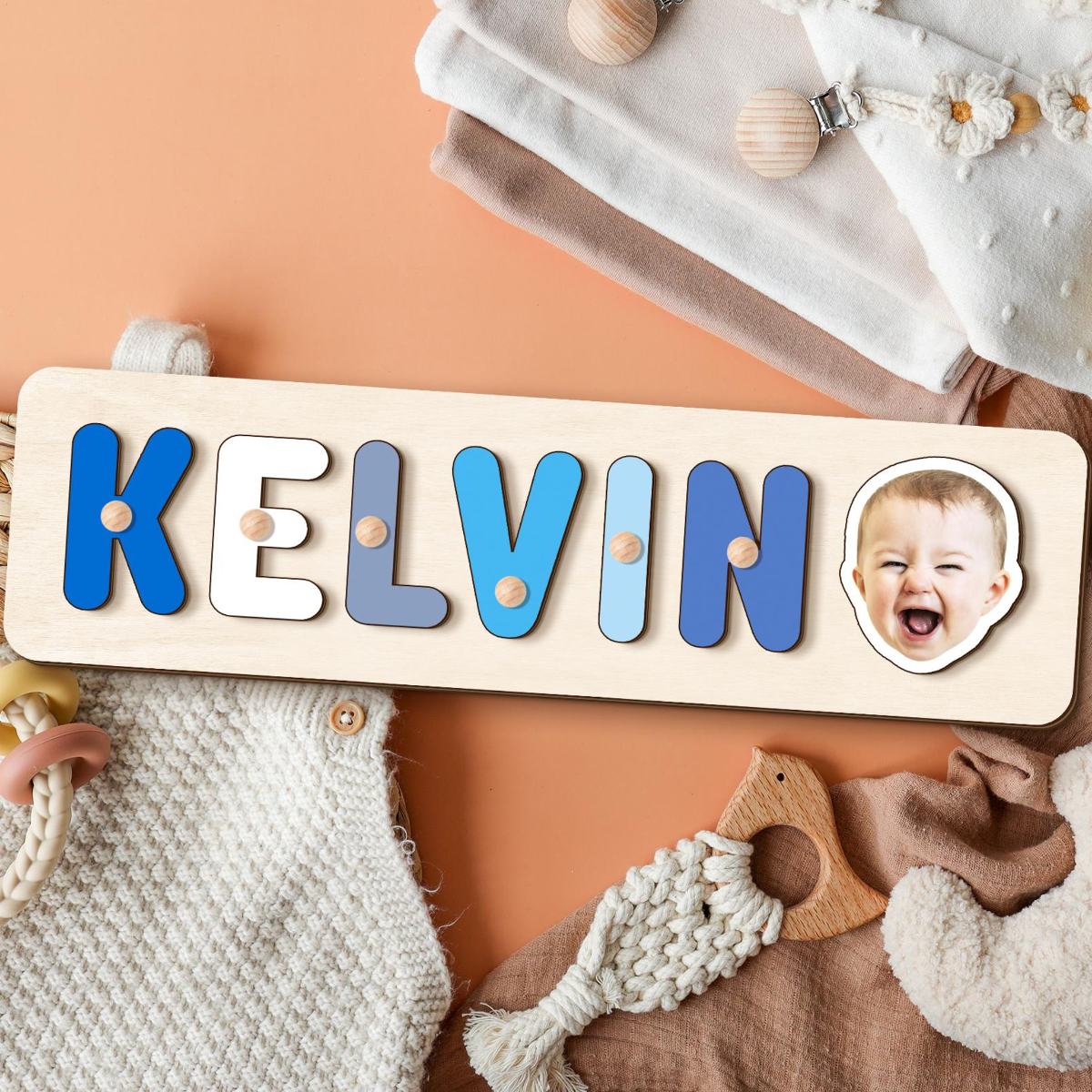 Personalized Name Puzzle for Toddlers, Custom Photo Gift, Wooden Dog Puzzle, Puppy Pet Nursery Decor, 1 2 Year Old Birthday Boy Girl Gifts