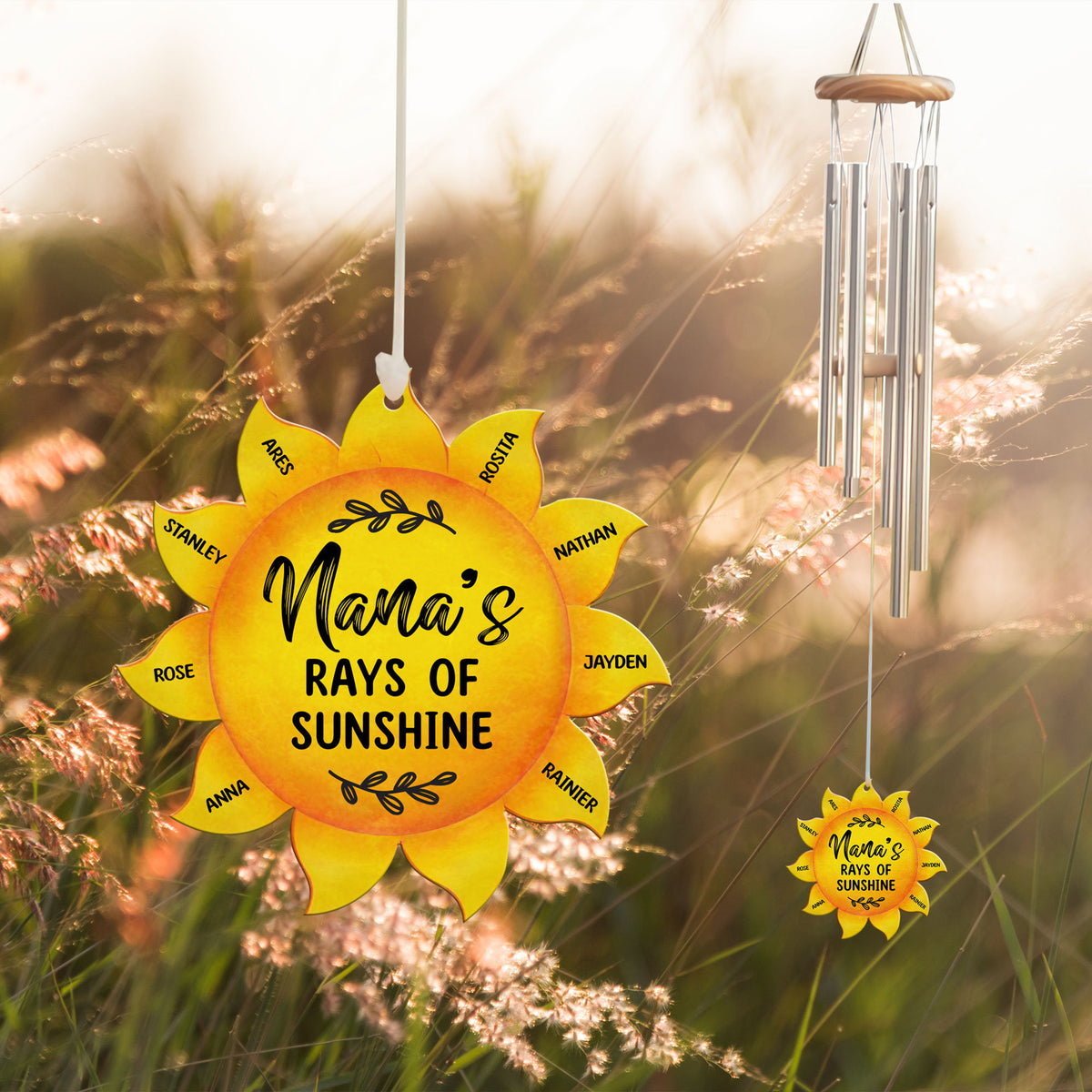 Grandma's Ray Of Sunshine - Personalized Windchime - Gift For Grandma, Mother's Day, Birthday Gift