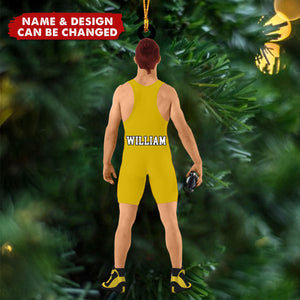Personalized Wrestler Christmas Acrylic Ornament, Wrestling Ornament For Wrestler Lovers