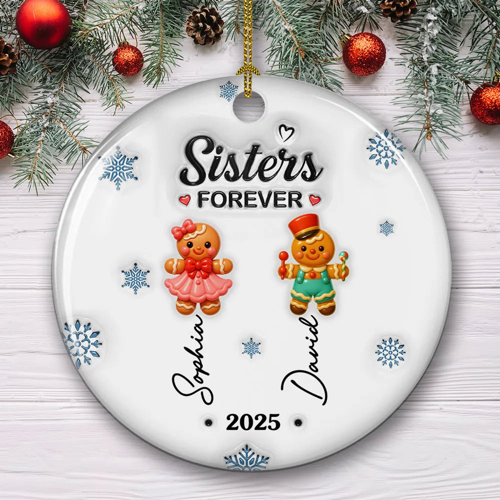Gingerbread Friends - Personalized Custom 3D Inflated Effect Ornament - Christmas Gift For Friends, Sisters, Siblings