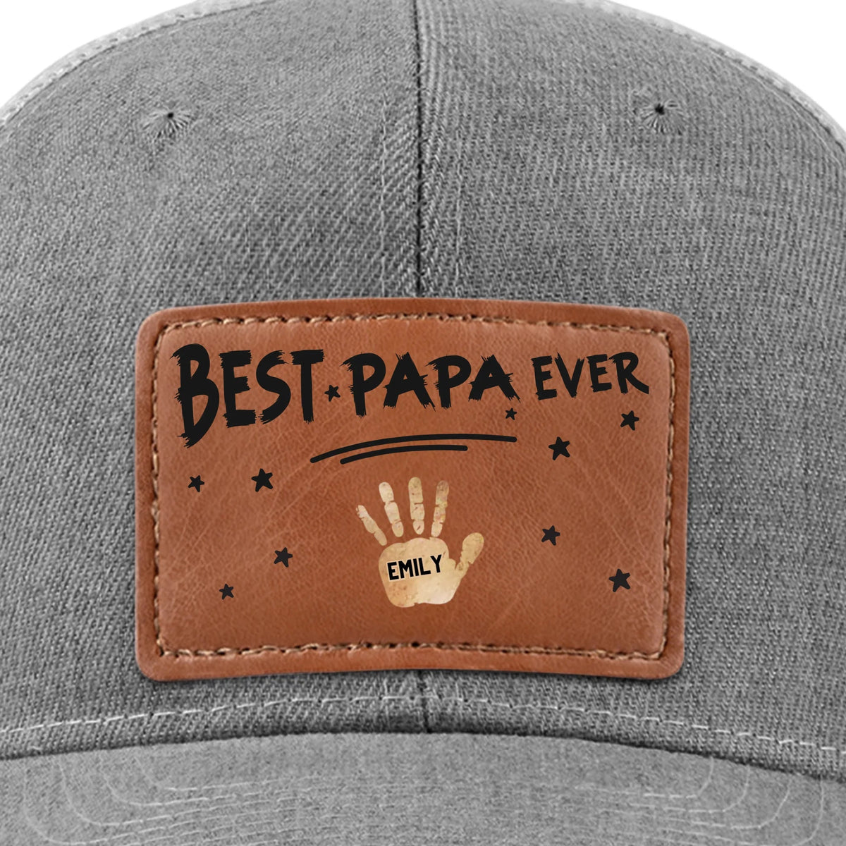 Best Dad Ever Hands Down - Personalized Leather Label Net Hat - Gift For Dad, Grandpa, Father's Day Gift