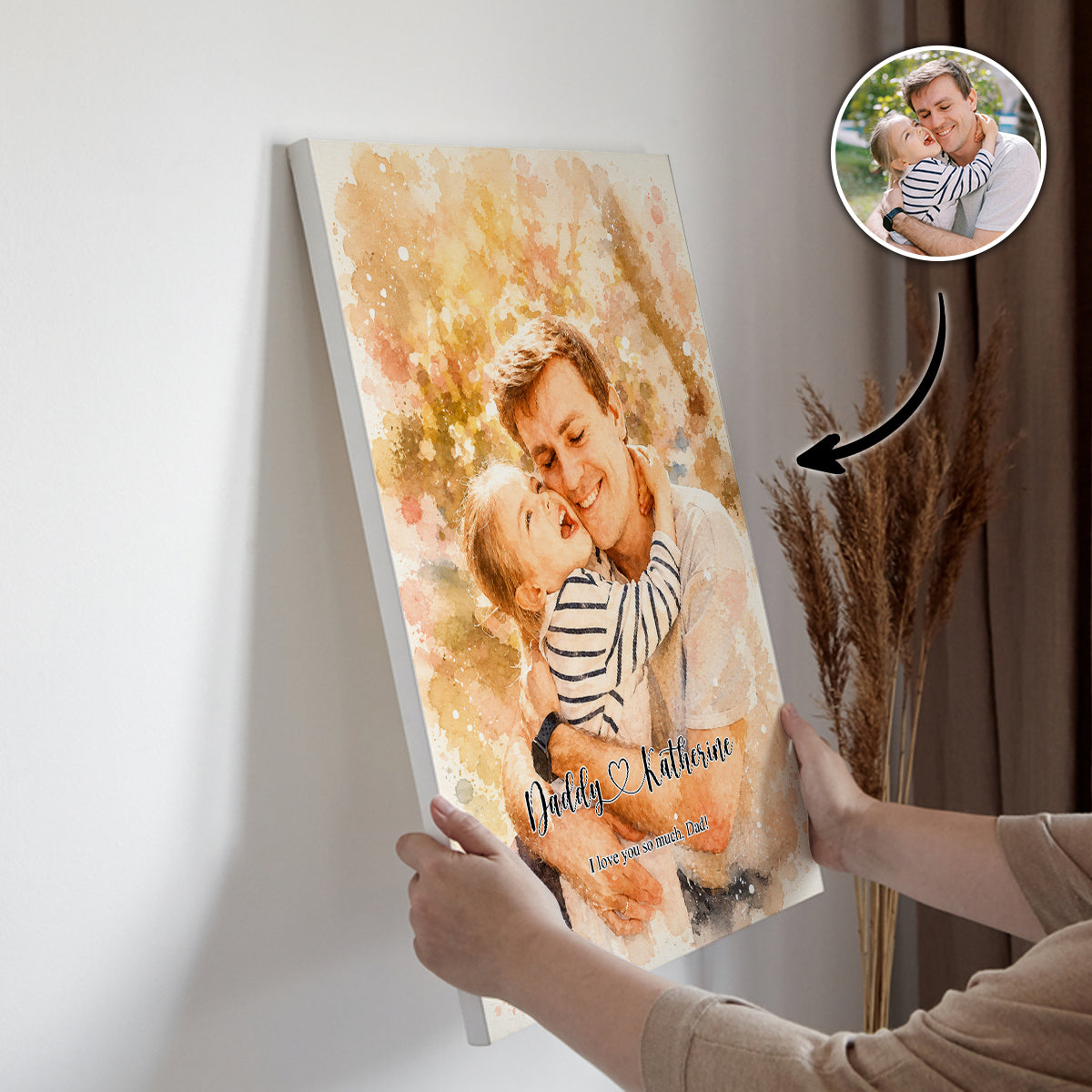 Painted With Love Father & Child Portrait - Personalized Poster