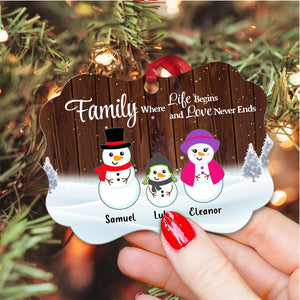 Snowman Family - Personalized Ornament - Christmas Gift For Family