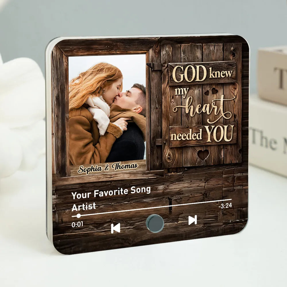 God Knew My Heart Needed You Couple Upload Photo - Personalized Music Fridge Magnet - Heartfelt Gift For Couple