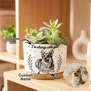 Custom Photo Home Decor Ceramic Plant Pot - Personalized Pet Memorial Sympathy Gifts For Dogs, Cats - Forever Loved Never Forgotten