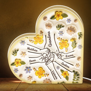 Mom & Kids Holding Hands - Personalized Acrylic Light Box - Gift For Mother, Grandma