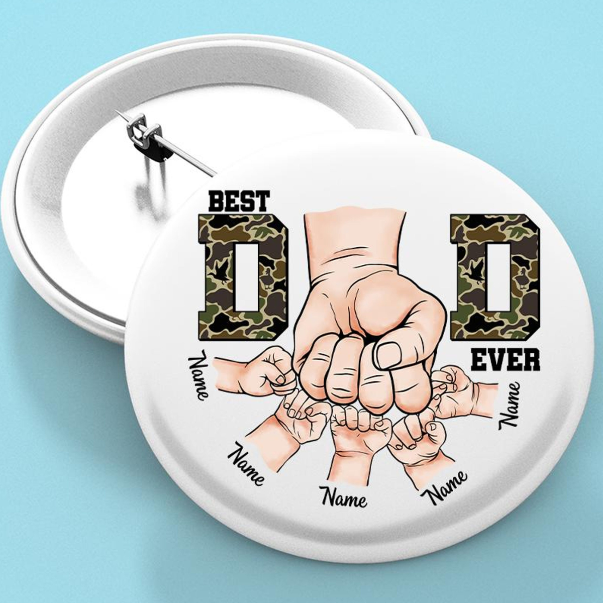 Best Dad Ever Custom Hand Army Dad Custom Name Fathers Day Pin Button, Best Dad Ever Pin, Dad Gifts, Trendy Popular Cool Dad Pin