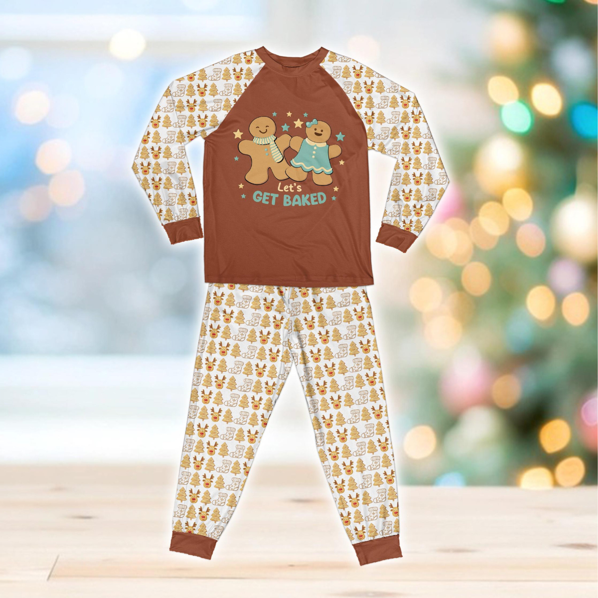 Let's Get Baked Christmas Pajamas Set, Christmas Baking Long Sleeve Two Piece, Cookie Baker, Cookie Tester, Cookie Squad Xmas Loungewear Set