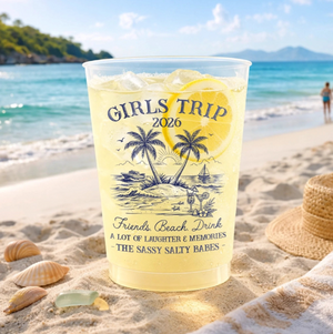Custom Party Cups - Personalized Summer Vacation And Travel Gifts For Best Friends, Family - Hello Summer Vibes