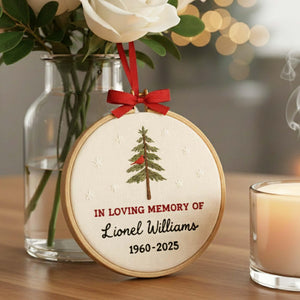 Personalized Memorial Embroidered Ornament, Dad Mom Loss Remembrance Gift
