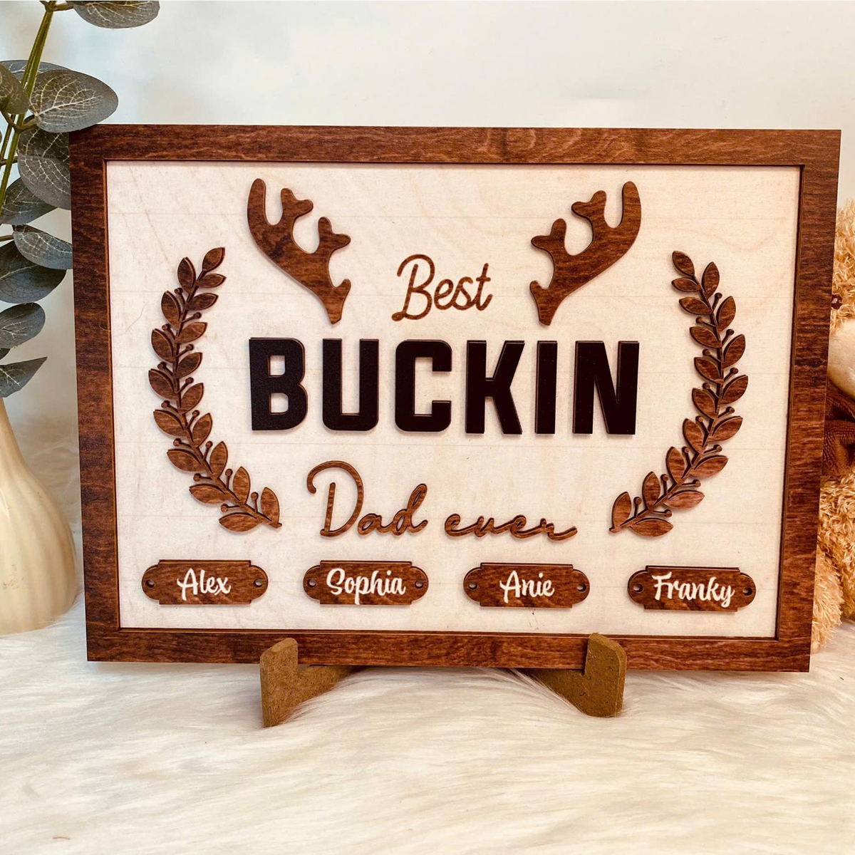 Best Buckin' Dad Ever Personalized Wooden Plaque, Dad Gift, Grandpa Gift, Father's Day Gift, Best Buckin' Grandpa Sign