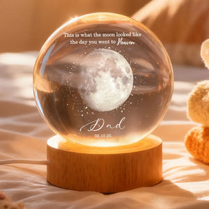 The Day You Went to Heaven Custom Moon Phase - Personalized Crystal Ball LED Night Light - Memorial Gift