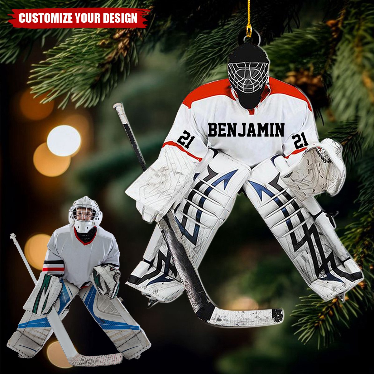 Hockey Player - Personalized Acrylic Ornament - Christmas Gift for Hockey Players, Home Decoration