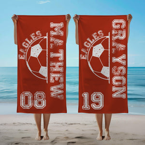 Custom Soccer Towel, Personalized Name Towel for Players, Senior Soccer Gift, Team Gift, Soccer Birthday Gift, Girls Sports Towel