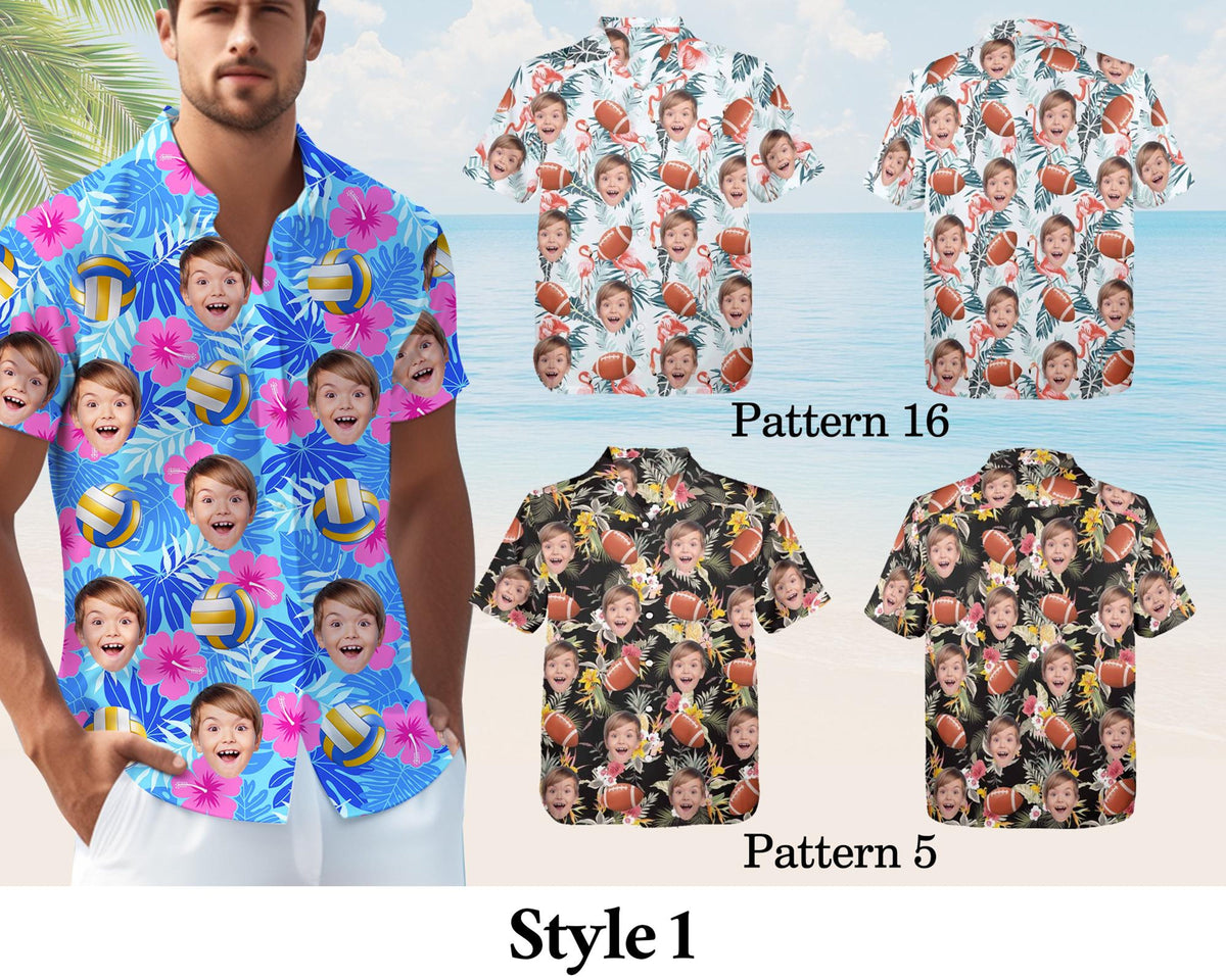 Custom Face Hawaiian Shirt, Sports Theme, Personalized Football Baseball Team Shirt, Summer Gift For Friends, Family